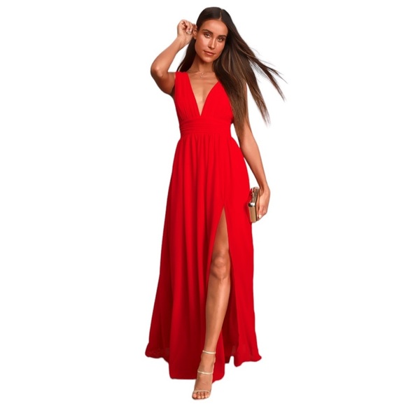 Lulu’s Heavenly Hues Red Maxi Dress Medium (sz 6-8) - Picture 1 of 10